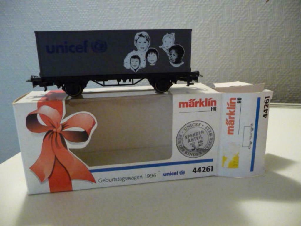 44261 MÄRKLIN HO – Containerwagen UNICEF/WAGON CONTAINER UNI, Wisselstroom, Analoog, Ophalen of Verzenden, Märklin