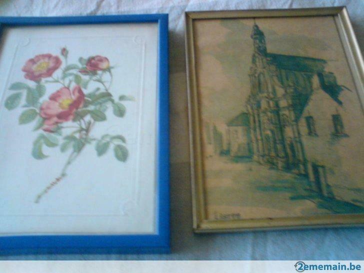 beau lot de 2  cadres  métal et bleu pour déco, Utilisé