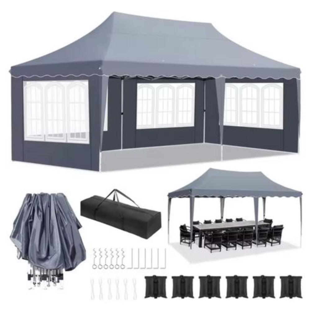 Easy-Up Tent Vouwtent Pop-Up-Tent 3x6m Waterdicht Antraciet, Ophalen of Verzenden, Nieuw