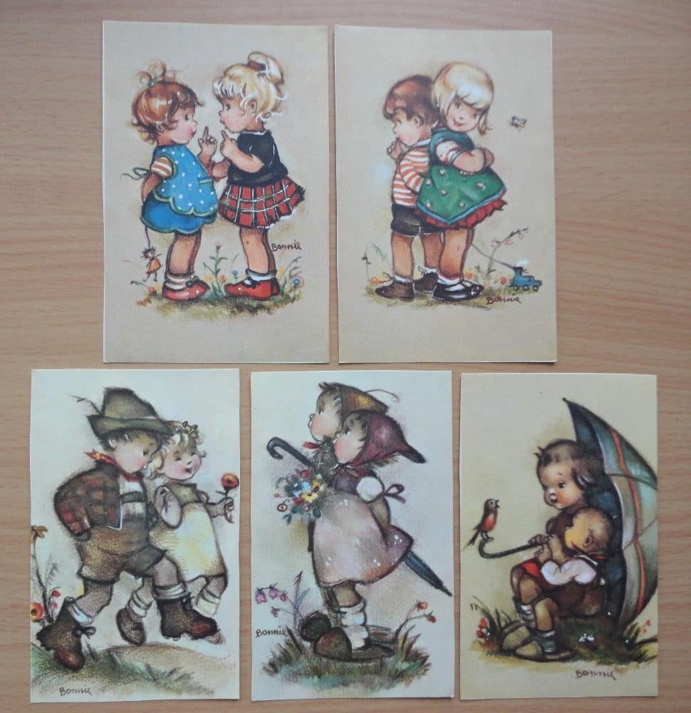 5 Bonnie kaarten van Alfred Mainzer, paren van kinderen, Ophalen of Verzenden, Kinderen