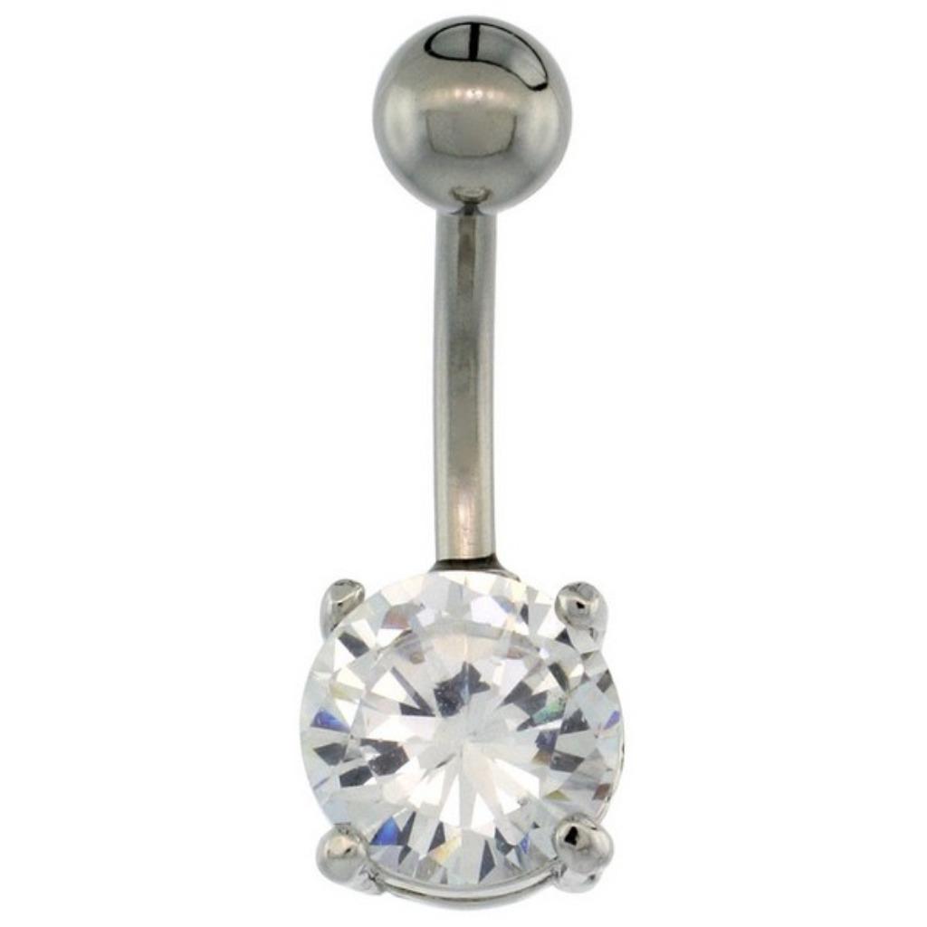 Piercing de nombril en acier avec zircone - 8 mm, Bijoux, Sacs & Beauté, Piercings, Enlèvement ou Envoi, Neuf, Acier, Piercing nombril