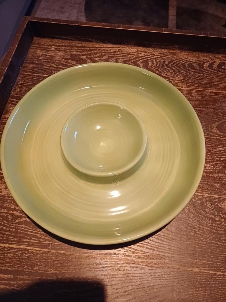 Chip and dip, nacho, hapjes keramieke schaal diameter 37 cml, Ophalen, Schaal
