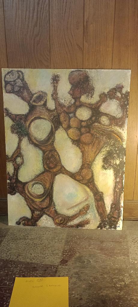 Peinture mixte Serge Montegnies, 60x80, n580, Antiquités & Art, Art | Peinture | Moderne, Enlèvement