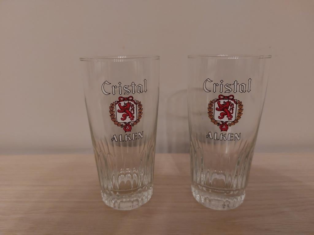 Oude cristal alken ribbel glazen, Verzamelen, Ophalen of Verzenden, Zo goed als nieuw, Bierglas