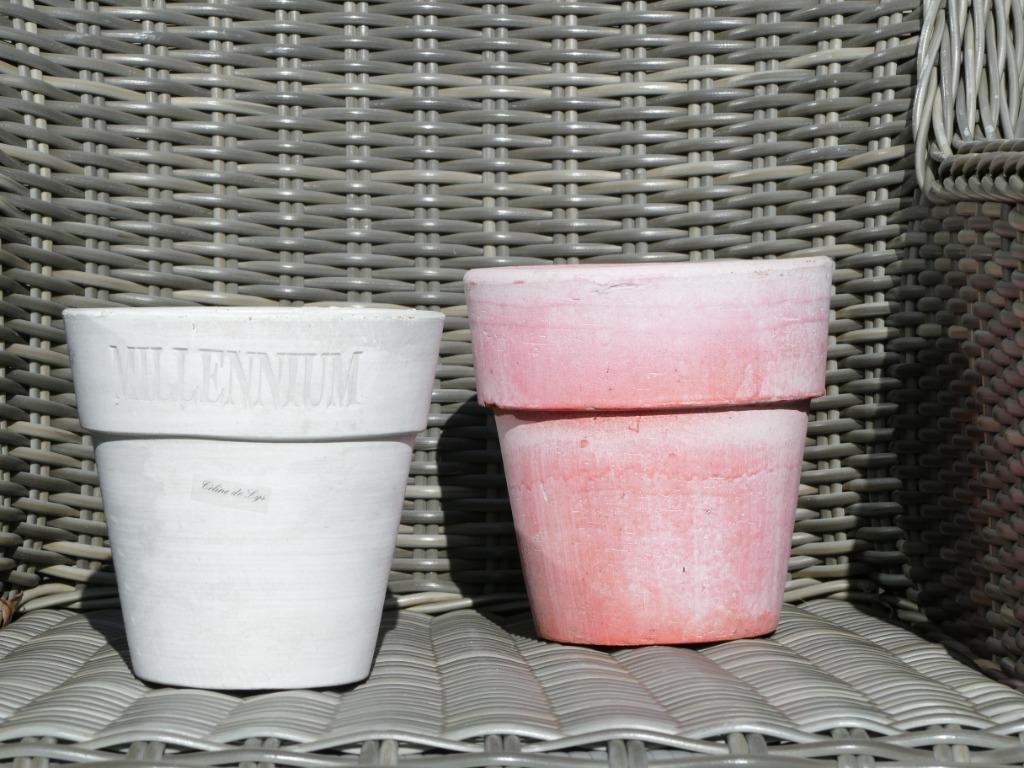 2 cachepots bloempotten, Gebruikt, Rond, Binnen, Ophalen of Verzenden