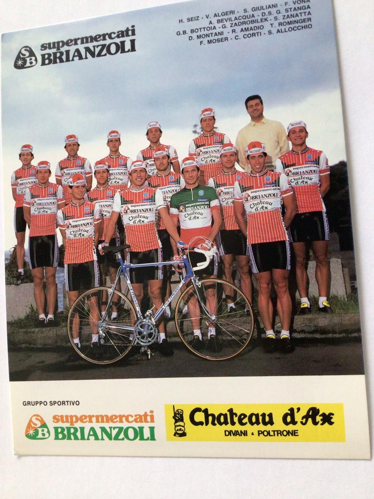 Wielerkaart 1987 team brianzoli francesco moser rominger, Envoi, Comme neuf