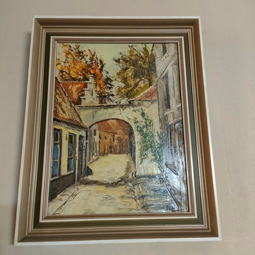 schilderij van begijnhof in Brugge, Ophalen