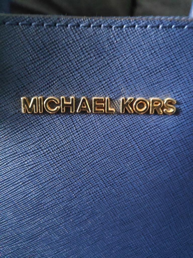 Sac à main Michael Kors « Edith » Saffiano bleu marine, Enlèvement ou Envoi, Comme neuf, Bleu, Sac à main