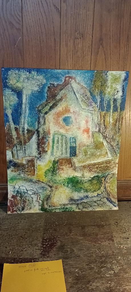 Peinture mixte signée Serge Montegnies, 55x67, n568, Enlèvement
