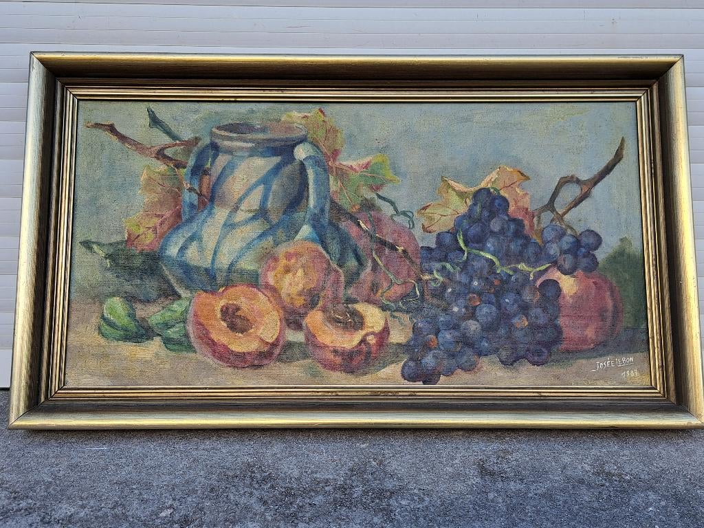 Huile sur toile nature morte signe josee lebon, Enlèvement ou Envoi