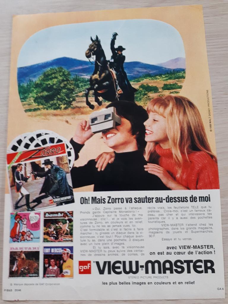 Reclame View Master Jungle book,Zorro,Flipper jaren 1969/70, Verzamelen, Ophalen