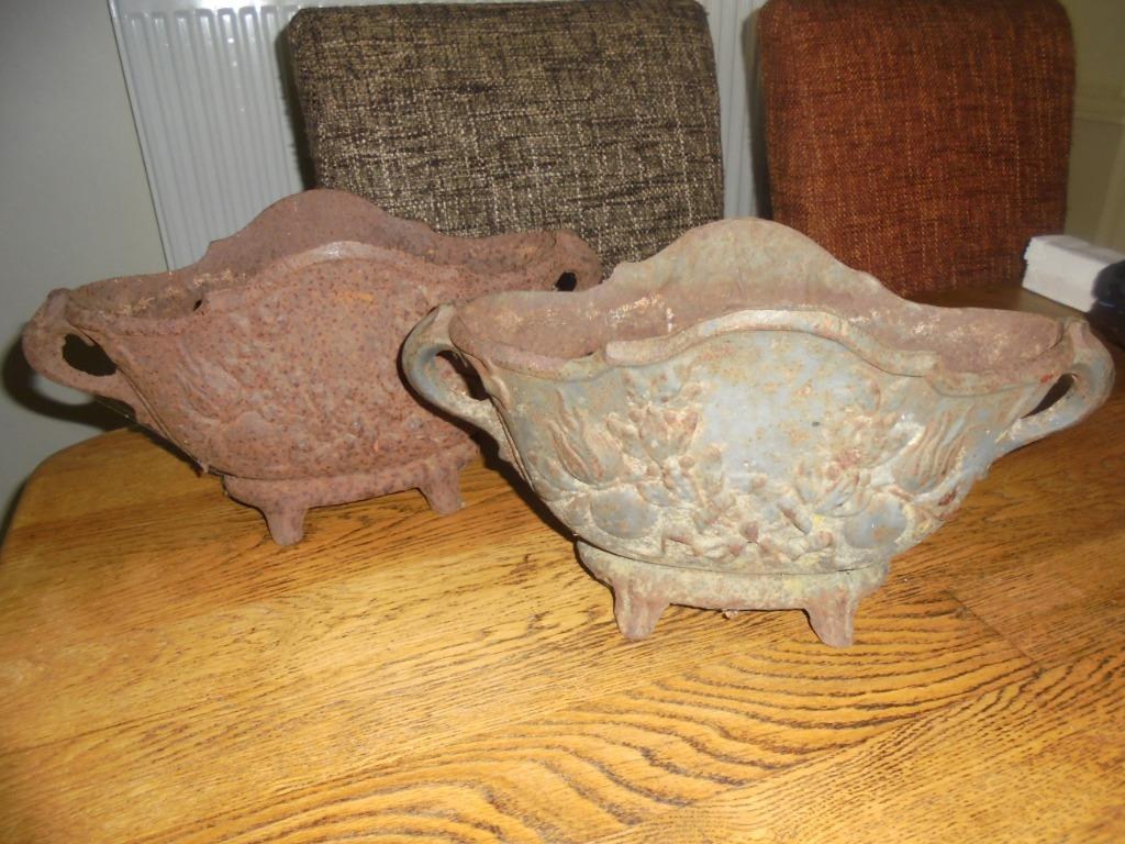Gietijzeren Jardiniere / 2 stuks in 1 koop ( 3 ), Ophalen, Gebruikt, Minder dan 30 cm, Minder dan 60 cm