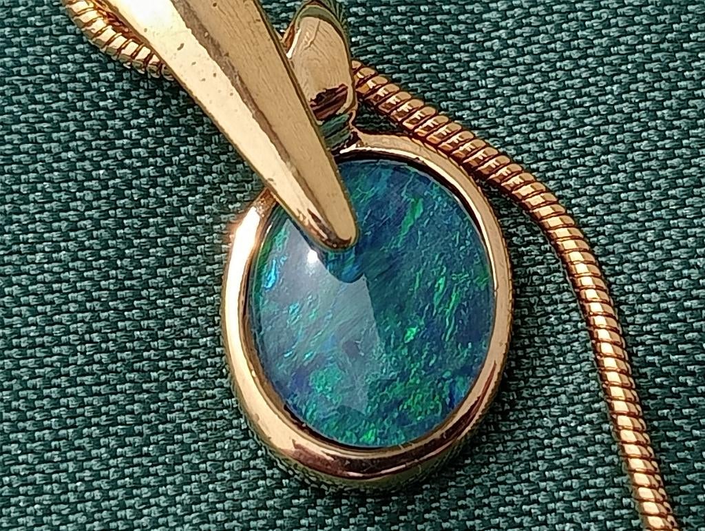 Uniek Design 14K Goud gevulde ketting met Opaal triplet, Verzenden, Nieuw, Zilver, Verstelbaar