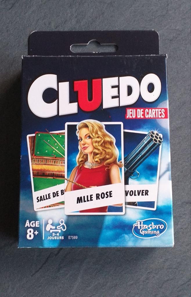 jeu de cartes CLUEDO, Trois ou quatre joueurs, Enlèvement ou Envoi, Comme neuf, Hasbro