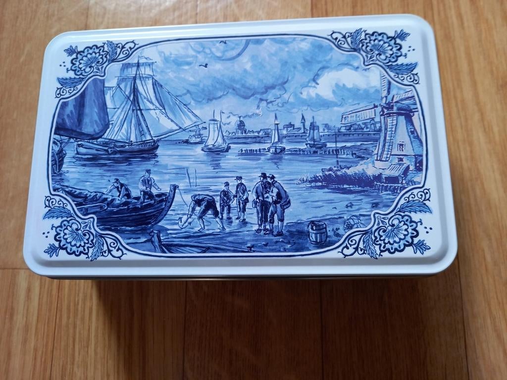 VISSERSTAFEREEL IN DELFT BLAUWE KLEUR, Ophalen of Verzenden, Zo goed als nieuw