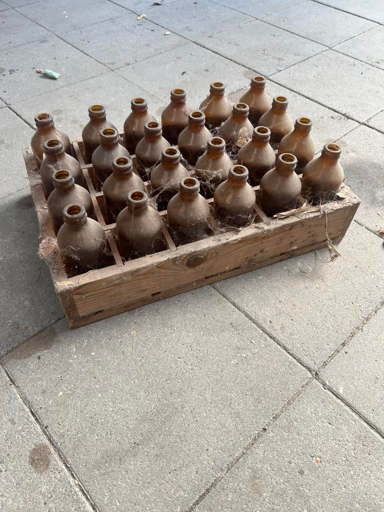 Vintage kratten met flesjes, Enlèvement, Utilisé