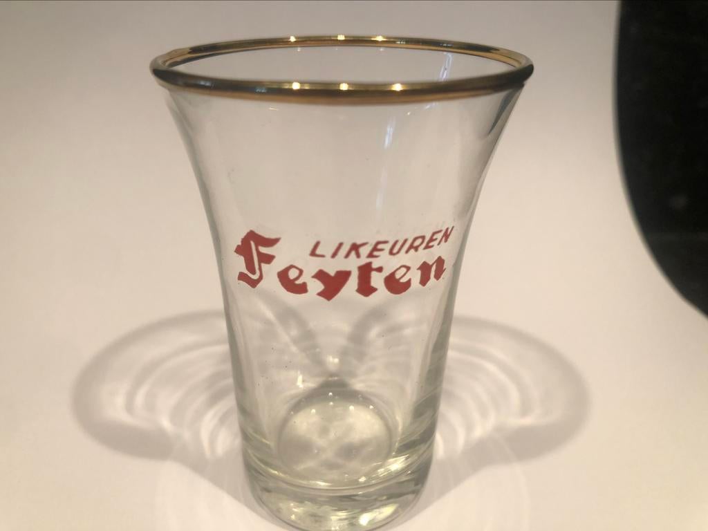 Feyten likeuren borrelglas jeneverglas, Verzamelen, Ophalen of Verzenden, Gebruikt, Borrel- of Shotglas