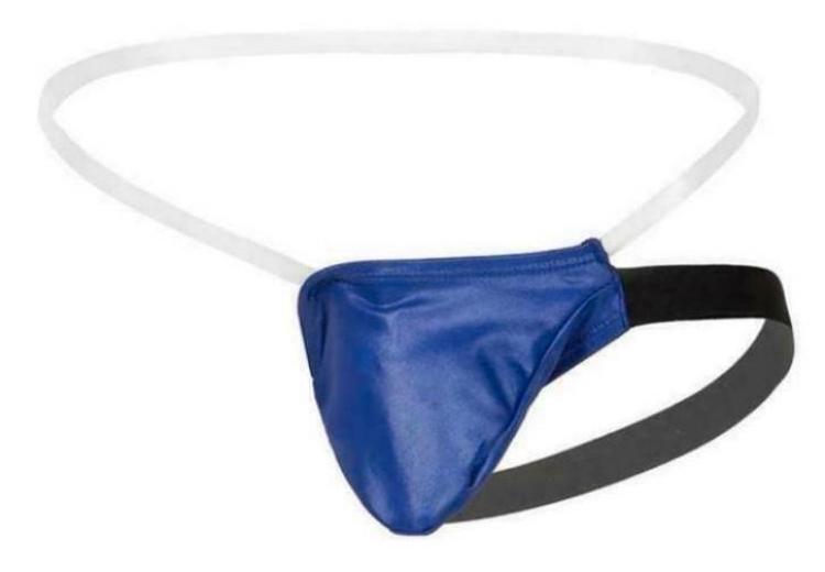 Faux leather slipje maat S-M, Verzenden, Blauw