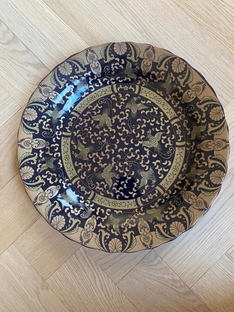 Stijlvolle schaal goud/zwart, Ophalen, Porselein of Keramiek, Schaal, Rond