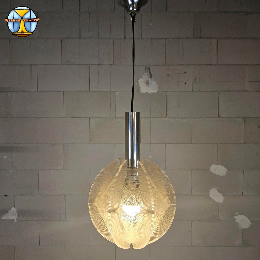Vintage Space-Age Paul Secon nylon draad hanglamp Sompex, Antiek en Kunst, Antiek | Verlichting, Ophalen of Verzenden