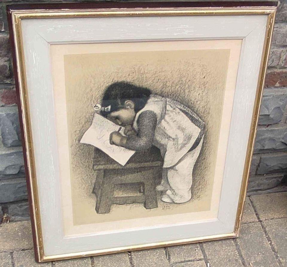 Lithographie signe Léon devos, Antiek en Kunst, Ophalen of Verzenden