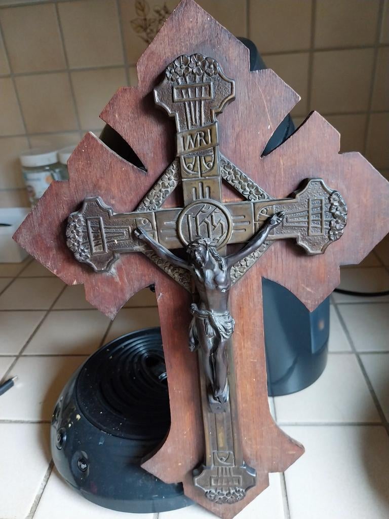 Bronzen kruisbeeld, Antiek en Kunst, Ophalen of Verzenden