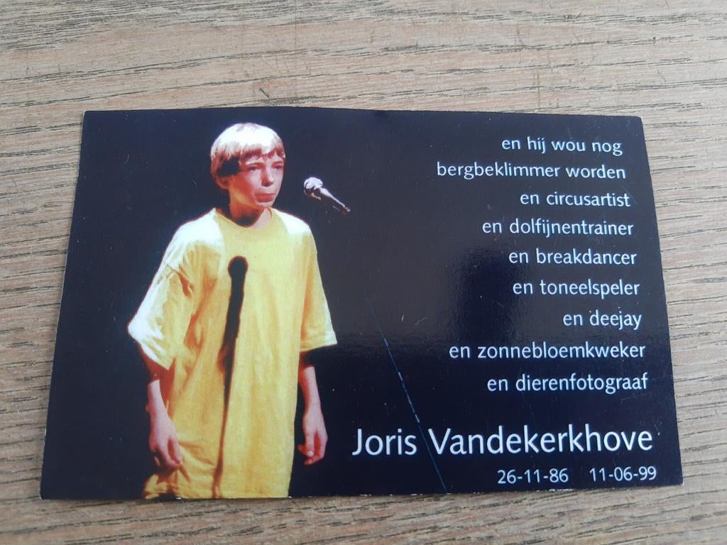 Bp kind : 1986-1999, Joris Vandekerckhove, Verzamelen, Bidprentjes en Rouwkaarten, Ophalen of Verzenden