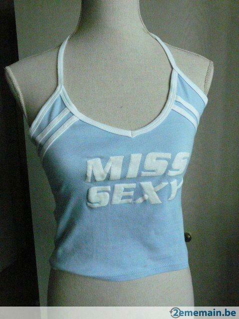 Petit top bleu clair    « Miss Sexy » ;, Enlèvement ou Envoi, Porté, Bleu