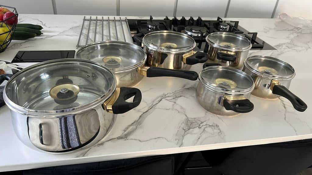 Ensemble de casserole 6 pièces complet, Comme neuf, Inox