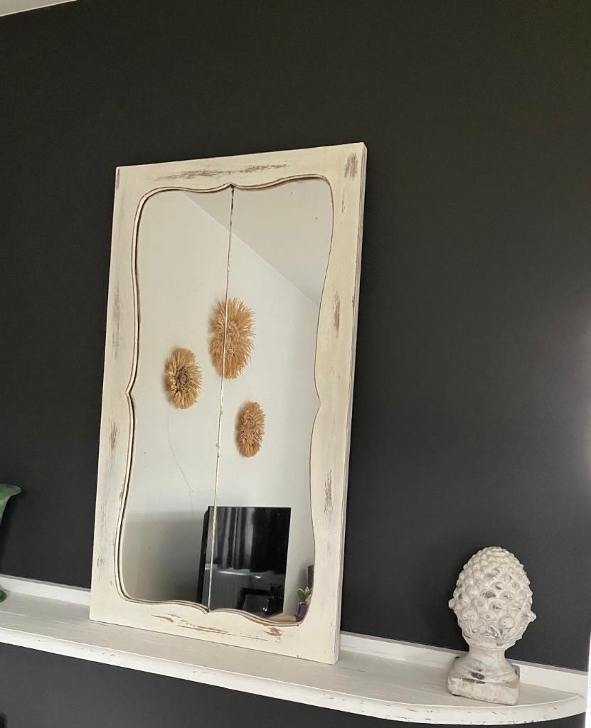 Grand miroir en chêne blanchi, Enlèvement, Rectangulaire, 50 à 100 cm, 100 à 150 cm