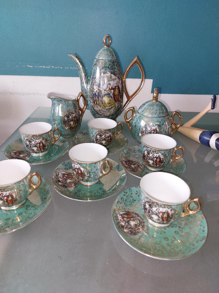 SERVICE FINE PORCELAINE DECOR ROMANTIQUE, Enlèvement ou Envoi