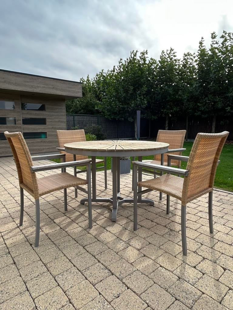 Table + 4 chaises, Enlèvement, Comme neuf, Aluminium