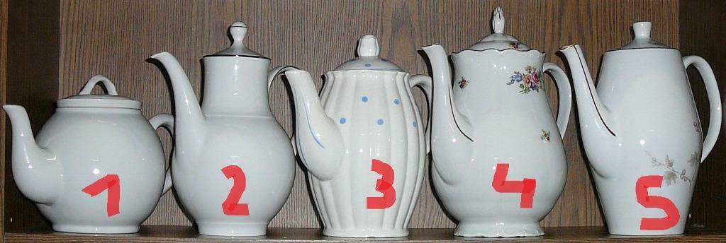 Theepot + 4 koffiepotten  (1- 2 - 3 - 4- 5) (m), Enlèvement ou Envoi