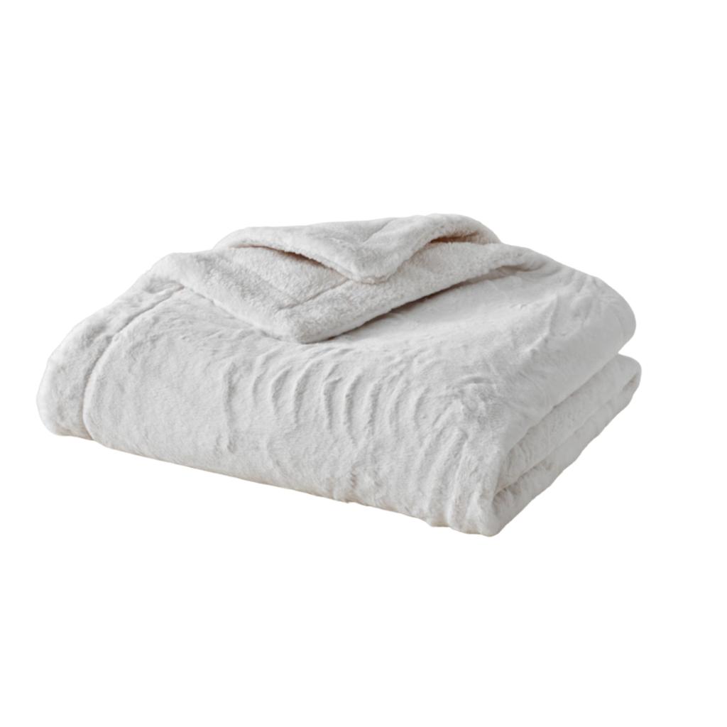 Plaids Cocooning fleece/plaid peau de bête blanc NIEUW, Huis en Inrichting, Verzenden, Nieuw