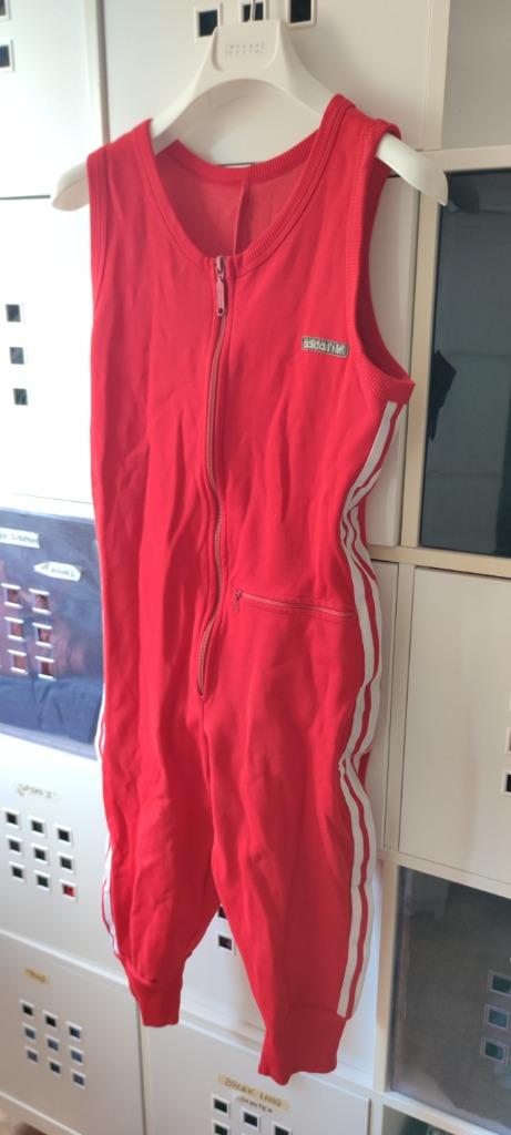 Vintage ADIDAS jumpsuit rood three stripes, Adidas, Enlèvement ou Envoi, Taille 36 (S), Rouge