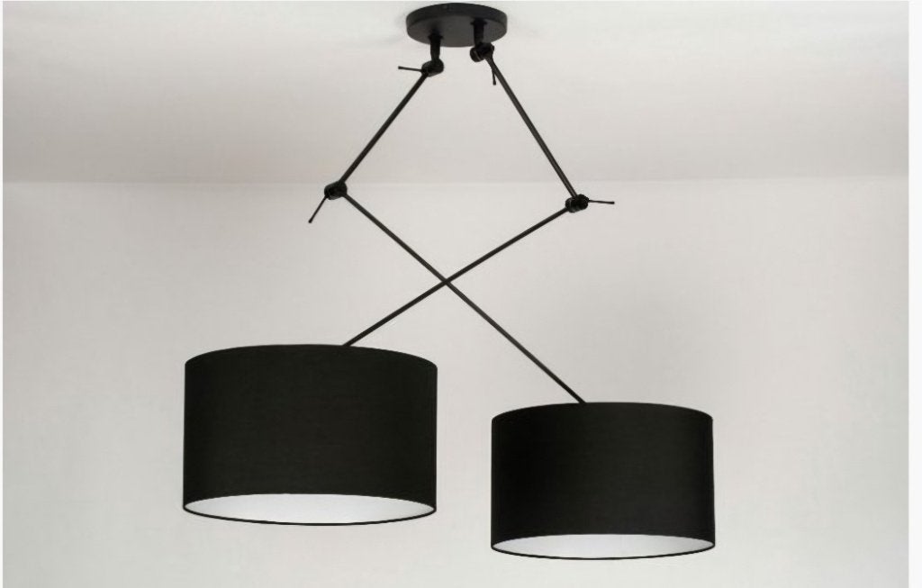 Dubbele, verstelbare hanglamp met 2 knikarmen, Huis en Inrichting, Ophalen