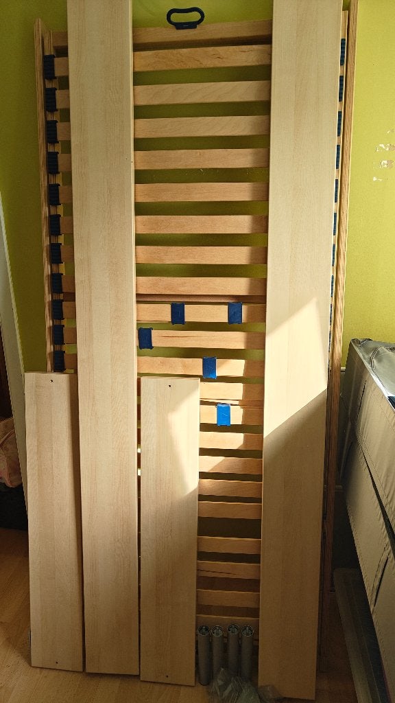Eenpersoons bed in beukenkleur, Ophalen, Gebruikt, 90 cm, Eenpersoons
