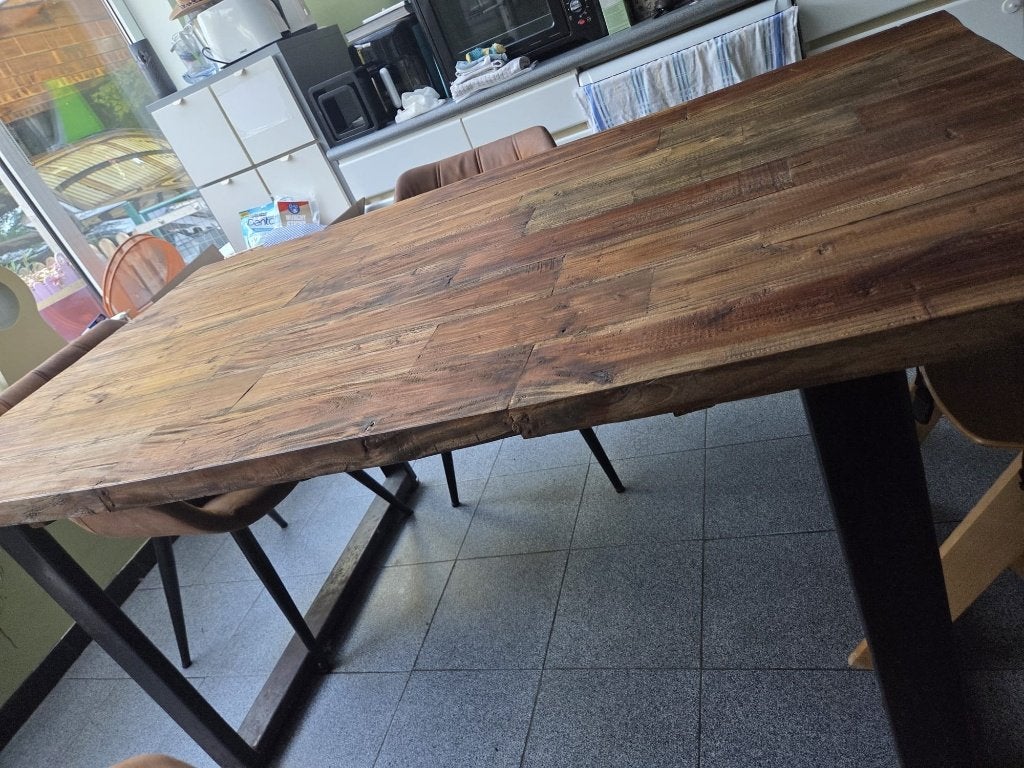 Keukentafel + 4 stoelen, Huis en Inrichting, Ophalen, Gebruikt, Industriaal, 50 tot 100 cm