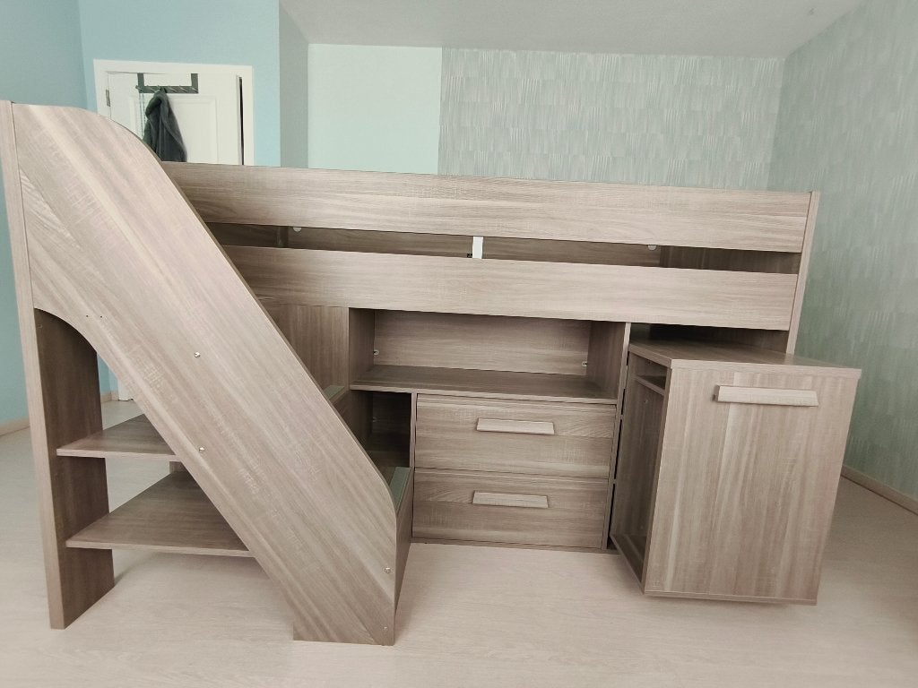 Bed halfhoogslaper met buro, Ophalen, Gebruikt, Halfhoogslaper