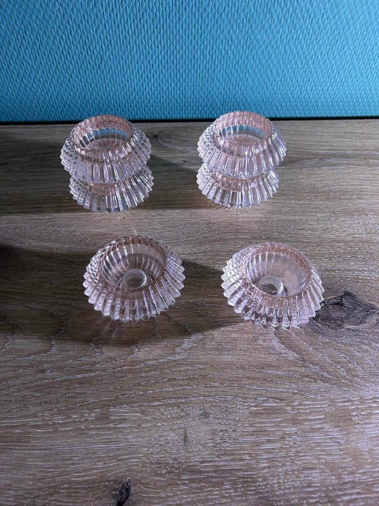 Bougeoirs, Bougeoir pour bougie chauffe-plat, Rose, Comme neuf, Verre