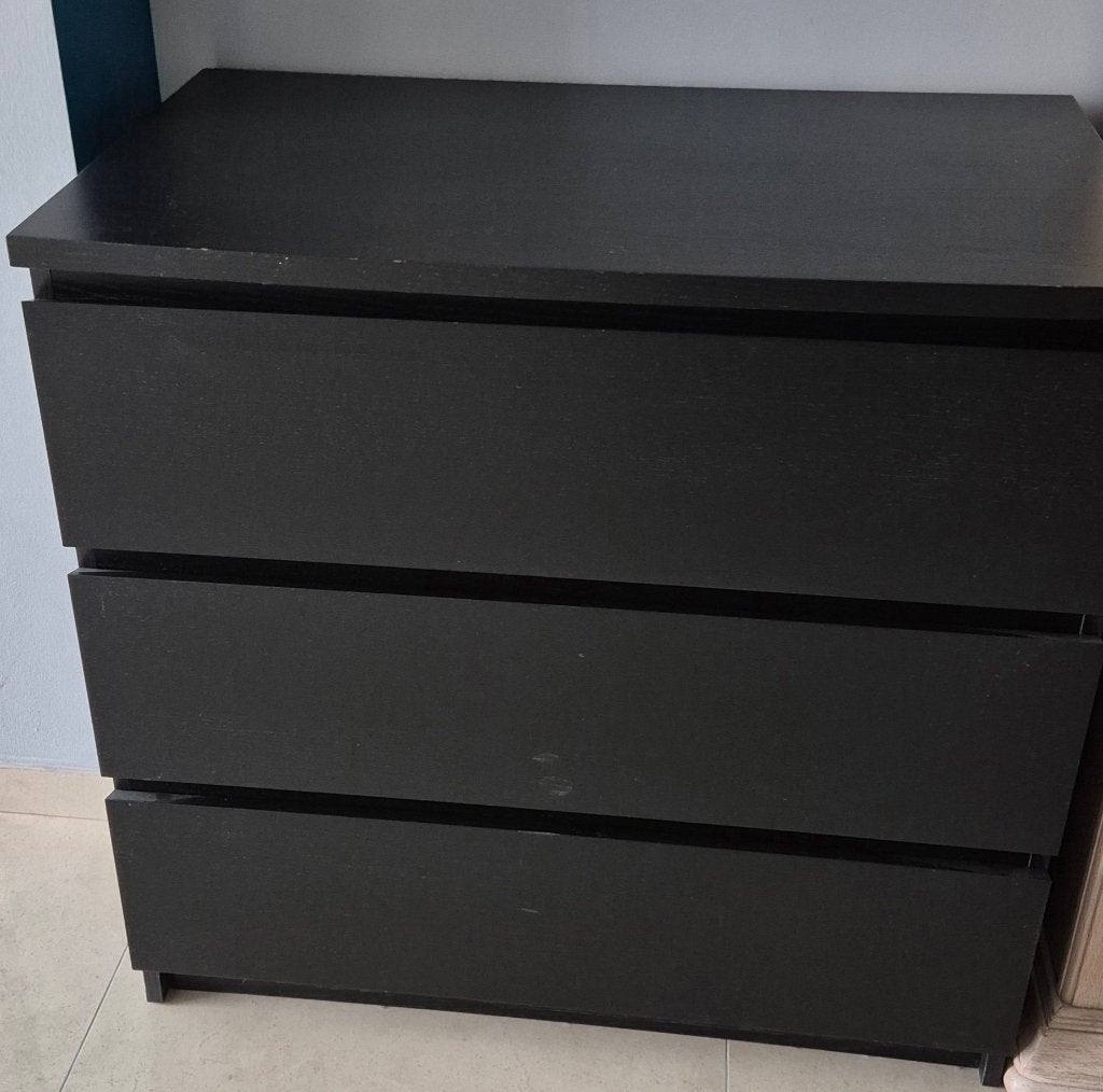 Commode noir Ikea 3 tiroirs, Maison & Meubles, Armoires | Commodes, 3 ou 4 tiroirs, Enlèvement, Comme neuf, 50 à 100 cm