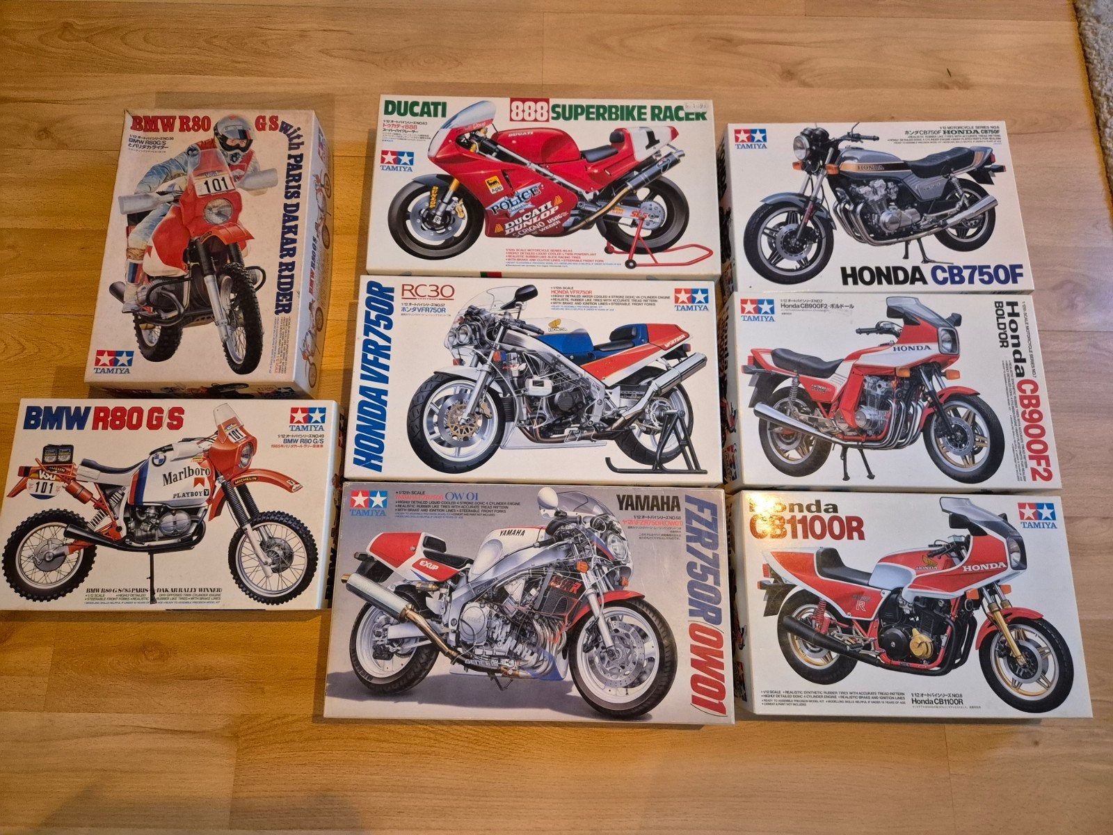 8 NIEUWE VINTAGE TAMIYA BOUWDOZEN MOTORFIETSEN 1:12, Nieuw, Ophalen of Verzenden, Tamiya, Groter dan 1:32