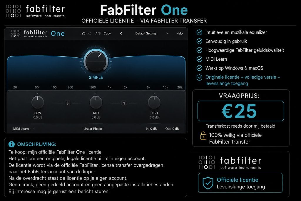 Fabfilter One Synth, Computers en Software, Audio-software, Ophalen, Nieuw, MacOS