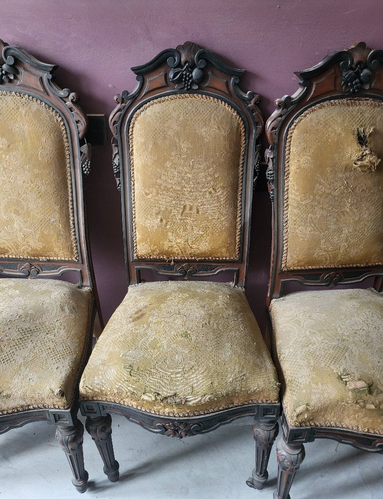 Set van 4 antieke gebeeldhouwde stoelen Louis XV-stijl, Antiek en Kunst, Ophalen