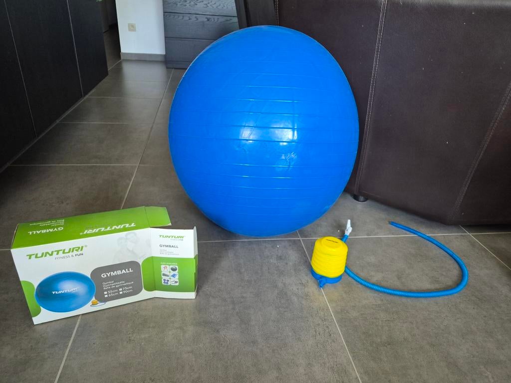 Fitnessbal - 75cm met pomp, Sport en Fitness, Fitnessmaterialen, Ophalen of Verzenden, Zo goed als nieuw, Fitnessbal