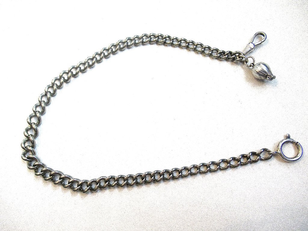Chaîne de montre de poche en argent antique, poinçonnée., Antiquités & Art, Enlèvement ou Envoi, Argent
