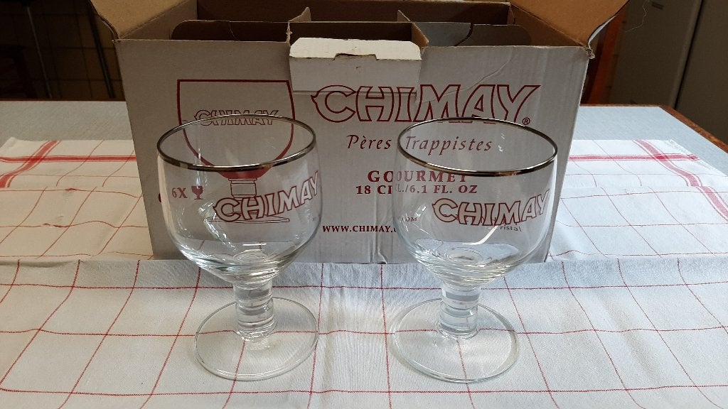 Chimay „Gourmet” bierglazen 18 cl (Galopins), Ophalen, Zo goed als nieuw, Glas of Glazen
