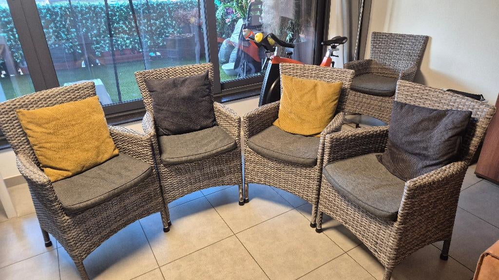 4x Garden Impressions Luxury Wicker Chairs + Cushions, Ophalen, Zo goed als nieuw, Wicker