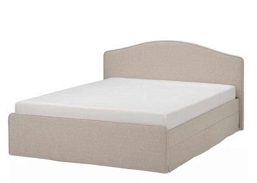 Cadre de lit double, Maison & Meubles, Gris, Tissu, Enlèvement, 200 cm