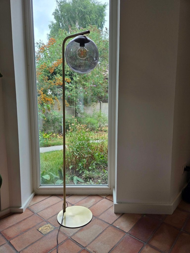 Staande lamp Maison du monde goudkleurig, Enlèvement, Comme neuf, Verre, 100 à 150 cm